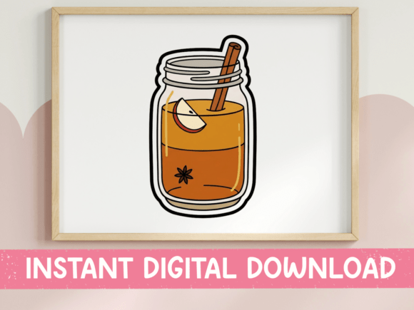 Apple Cider Mason Jar Sticker Design: Graphics for T-Shirt Designs
