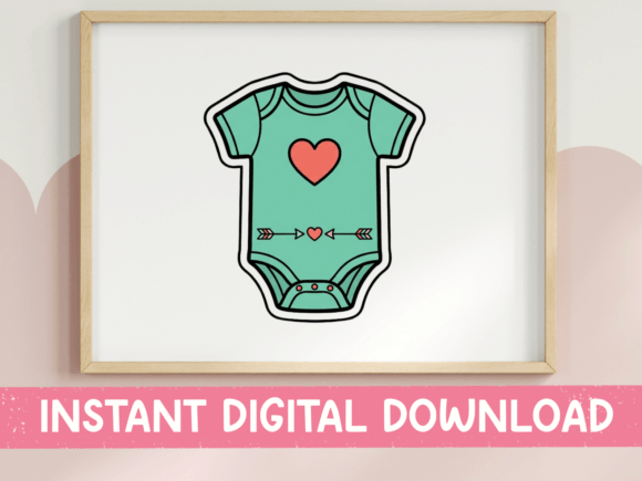 Baby Onesie Heart Arrow Sticker: Graphics for T-Shirt Designs