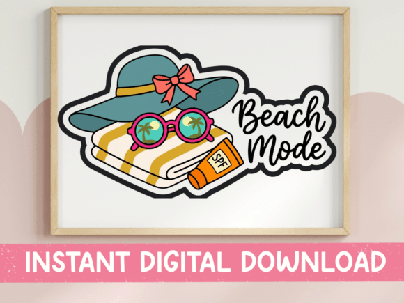 Beach Mode Hat Sunglasses Sticker