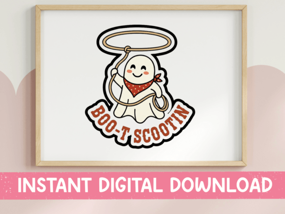 Boo-T Scootin Western Ghost Sticker: Graphics for T-Shirt Designs