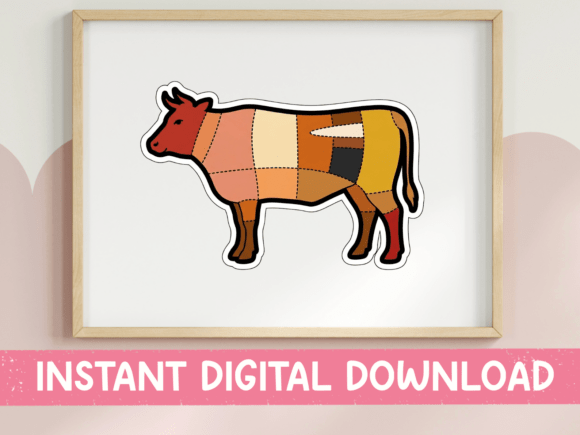 Butcher Chart Cow Sticker Graphics for T-Shirt Designs