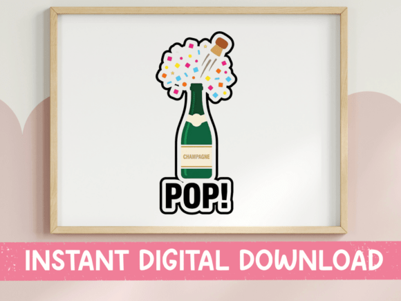 Champagne Bottle Pop Sticker: Graphics for T-Shirt Designs & Branding