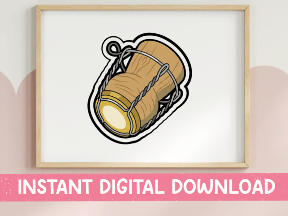 Champagne Cork and Cage Sticker: Graphics for T-Shirt Designs & Editorial Use