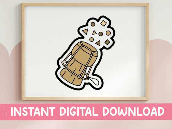 Champagne Cork Popping Sticker Graphics for T-Shirt Designs