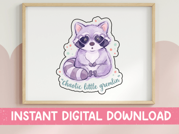 Chaotic Little Gremlin Raccoon Sticker: Graphics for T-Shirt Designs & Branding