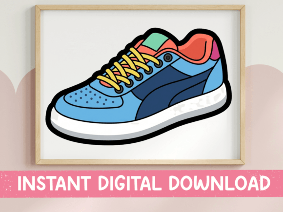 Colorful Sneaker Shoe Sticker Design: Graphics & T-Shirt Designs