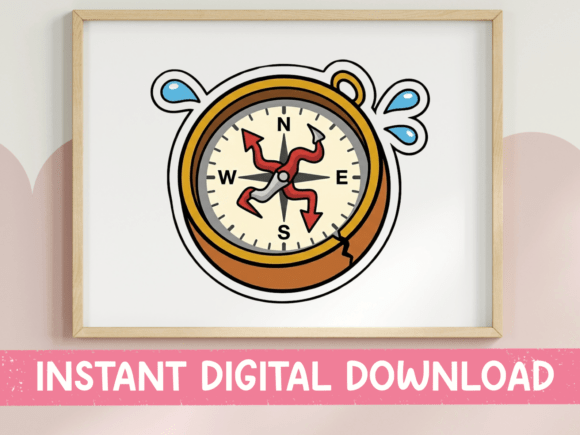 Confused Spinning Compass Sticker: Graphics & T-Shirt Designs