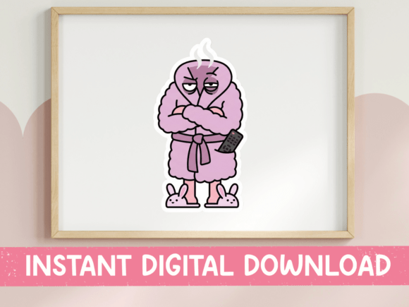 Cozy Robe Character Relaxing Sticker: Graphics for T-Shirt Designs & Content