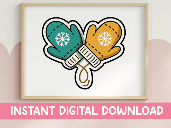 Cozy Winter Mittens Sticker Design: Graphics for T-Shirt Designs
