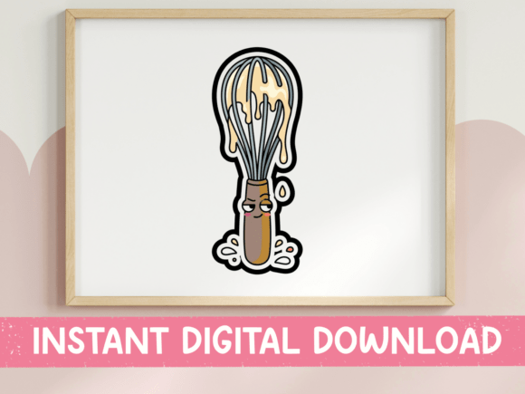 Cute Kawaii Whisk Sticker Design: Graphics for T-Shirt Designs & Content