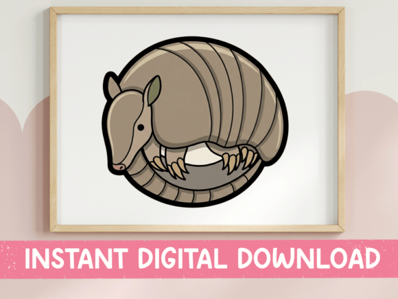 Cute Rolled-Up Armadillo Sticker: Graphics for T-Shirt Designs