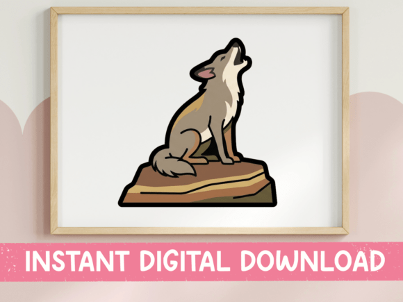 Howling Wolf on Rock Sticker: Graphics for T-Shirt Designs