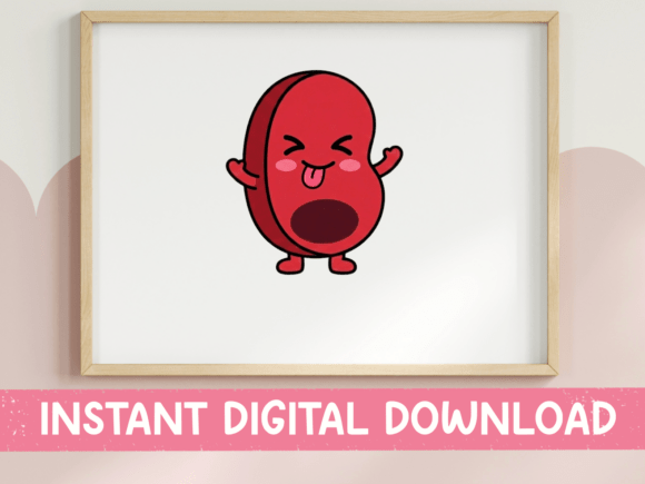 Laughing Kawaii Bean Character Sticker: Graphics for T-Shirt Designs & Branding