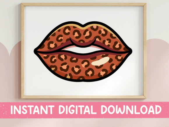 Leopard Print Lips Glam Sticker: Graphics for Bold T-Shirt Designs