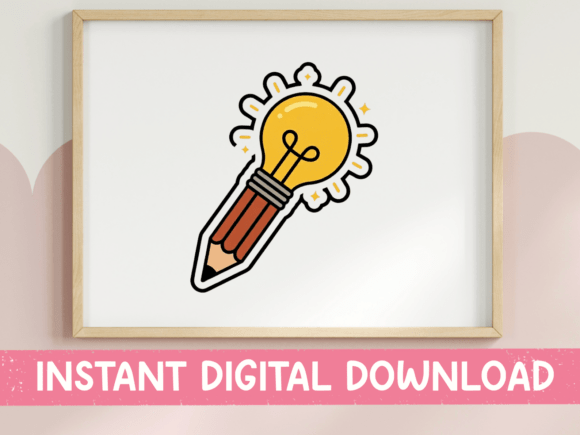 Lightbulb Pencil Creative Idea Sticker: Graphics for T-Shirt Designs