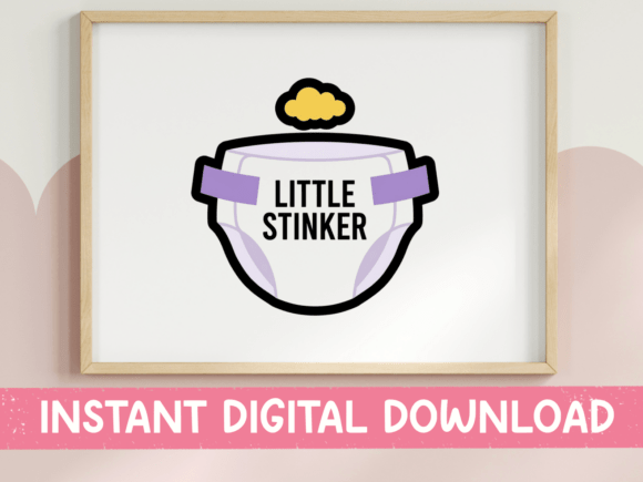 Little Stinker Baby Diaper Sticker: Graphics for T-Shirt Designs & Local Branding