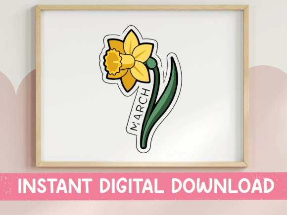 March Birth Month Daffodil Sticker: Graphics for T-Shirt Designs