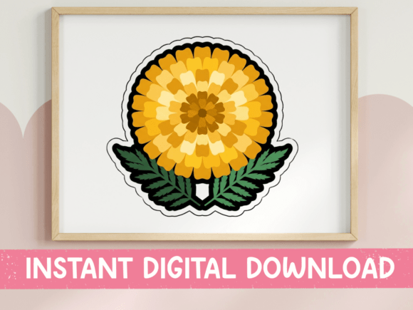 Marigold Flower Sticker Design: Graphics for T-Shirt Designs