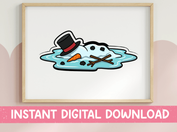 Melted Snowman Puddle Funny Sticker