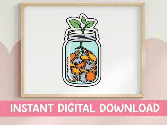 Money Jar Savings Growth Sticker Graphics for T-Shirt Designs