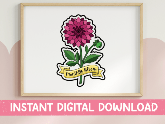 Monthly Bloom Dahlia Flower Sticker