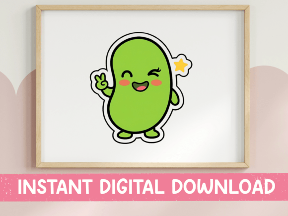 Peace Sign Kawaii Bean Sticker: Graphics for T-Shirt Designs