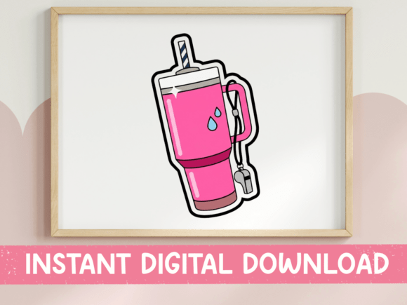 Pink Stanley-Style Tumbler Sticker: Graphics for T-Shirt Designs