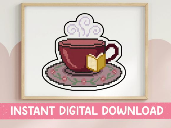 Pixel Art Tea Cup Graphics for T-Shirt Designs