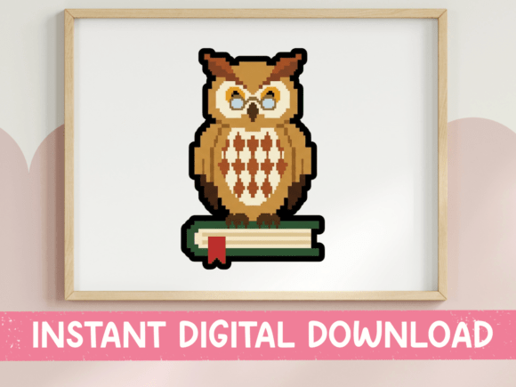 Pixel Owl on Book Sticker