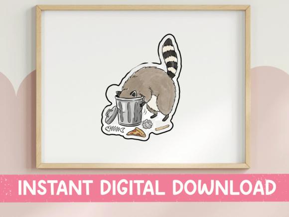 Raccoon Dumpster Diving Sticker: Graphics for T-Shirt Designs