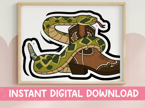 Rattlesnake on Cowboy Boot Sticker Graphics
