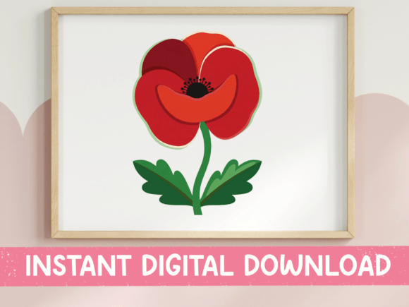 Red Poppy Flower Sticker Design: Graphics for T-Shirt Designs & Editorial Use