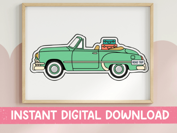Retro Road Trip Car Sticker Design