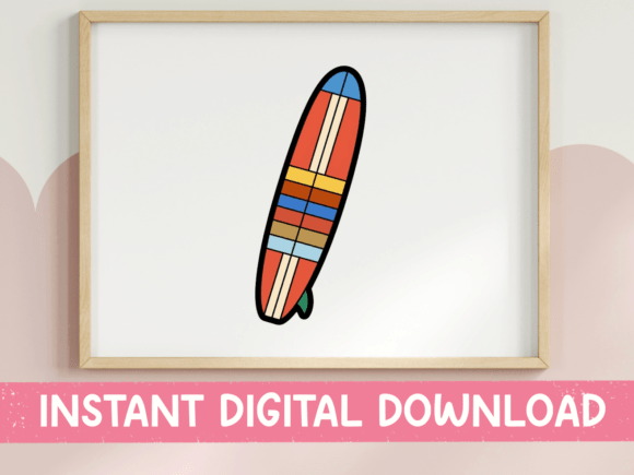 Retro Striped Surfboard Sticker Graphics