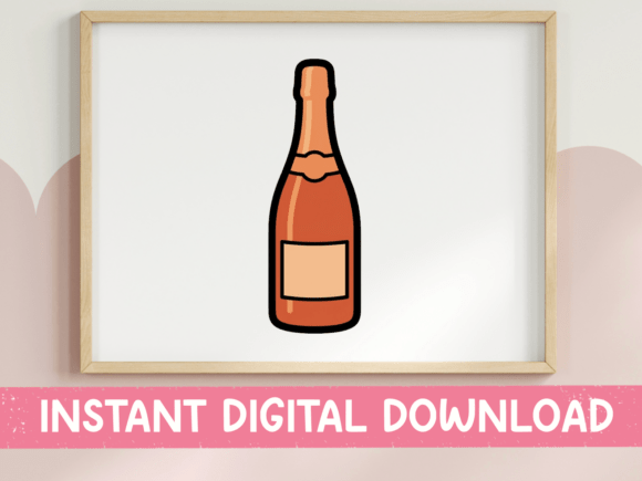 Rose Gold Champagne Bottle Sticker Graphics