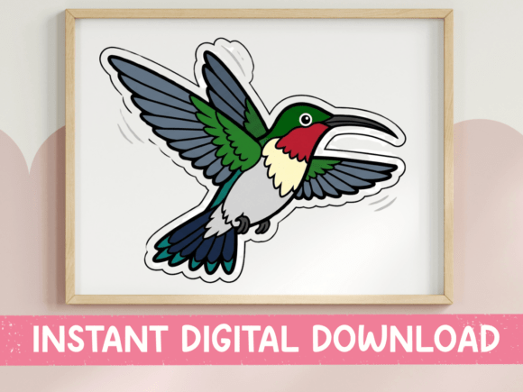 Ruby-Throated Hummingbird Sticker: Graphics for T-Shirt Designs