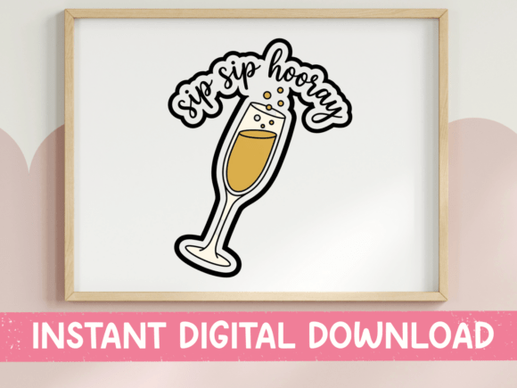 Sip Sip Hooray Champagne Glass Sticker
