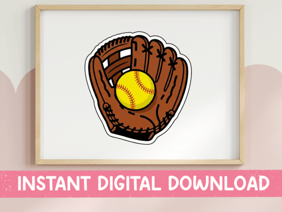Softball Glove & Ball Sticker: Graphics for T-Shirt Designs