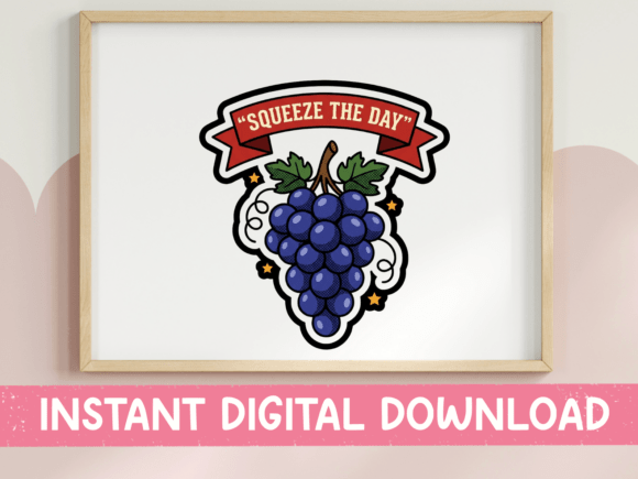 Squeeze the Day Grape Bunch Sticker: Graphics for T-Shirt Designs