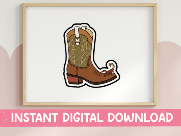 Western Cowboy Boot Sticker: Graphics for T-Shirt Designs