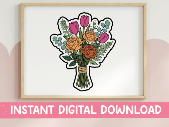 Wildflower Bouquet Sticker Floral Design: Graphics for T-Shirt Designs & Beyond