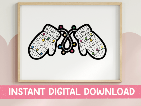 Winter Mittens Christmas Lights Sticker: Graphics for T-Shirt Designs